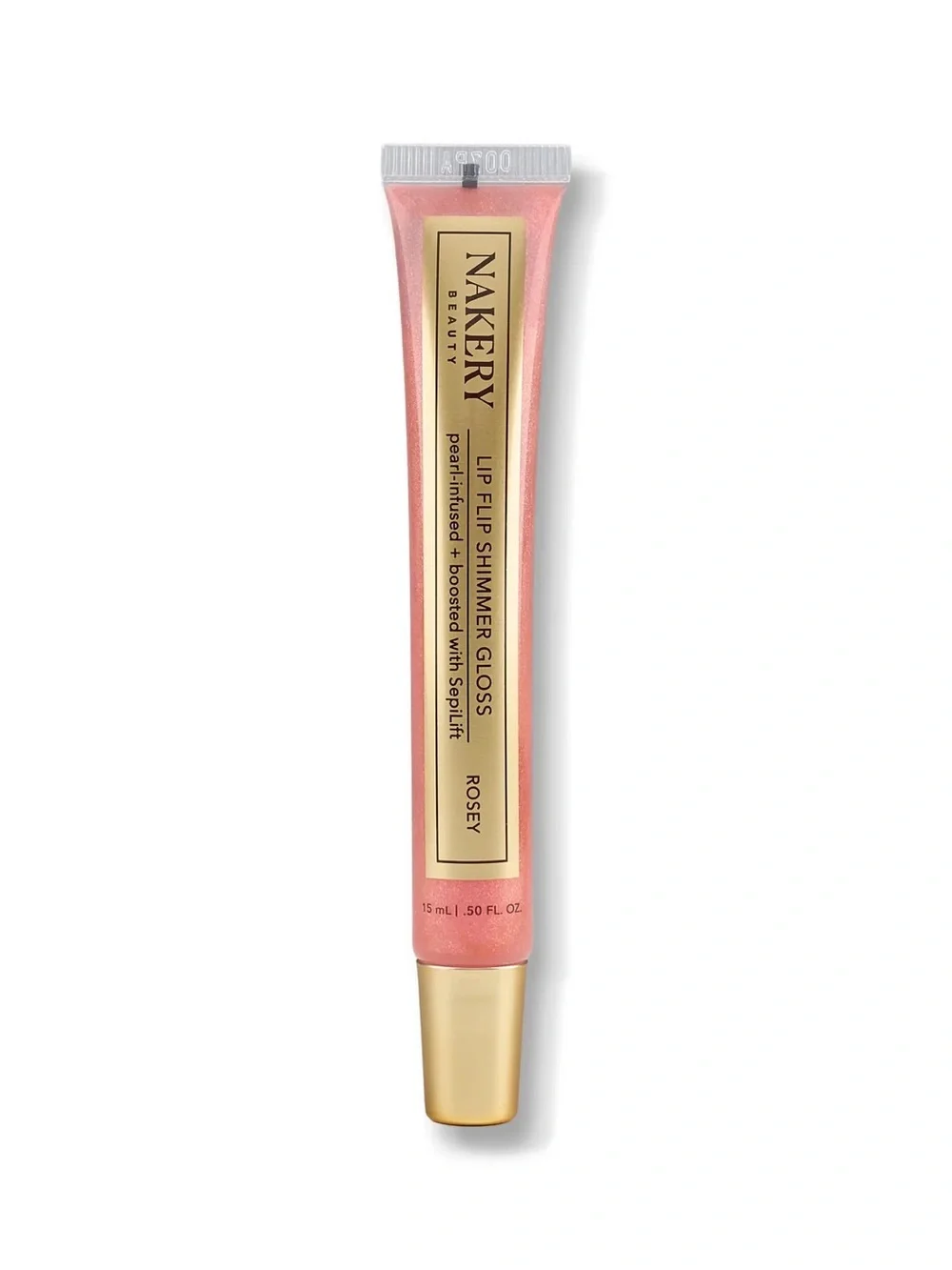 Nakery Lip Flip Shimmer Pearl & Peptide-Infused High-Shine Lipgloss - Rosey